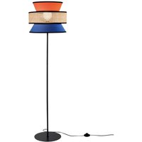 Luce Ambiente Design Gazebo floor lamp, orange/blue/natural, 147 cm, fabric/rattan