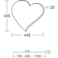 HerzBlut LED-vägglampa hjärta midi, 43 cm, trä, stickpropp