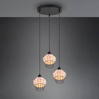 Reality Leuchten Borka pendant light, 3-bulb, circular, natural