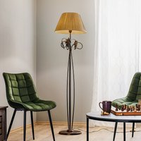 ONLI Golvlampa Quercia, tygskärm och ekblad