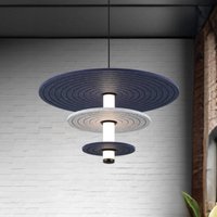 Viokef Azul LED hanging light, height 31 cm, blue/grey/black, felt