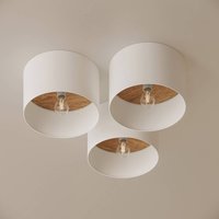 SOLLUX LIGHTING Plafonnier Telesto, blanc, Ø 35 cm, tissu, bois, acier