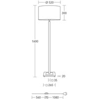 HerzBlut golvlampa Titos, trä, vit, 160 cm hög, E27