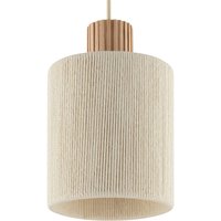 Arlo pendellampe, beige, tekstil/træ, Ø 40 cm, 3 lyskilder