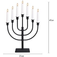 STAR TRADING Ljusstake Kristina, svart metall, höjd 47 cm, 7 lampor