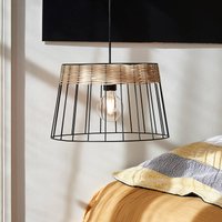 COREP Indah pendant light, black, Ø 35 cm, metal/rattan