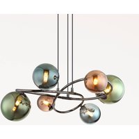 Globo Hänglampa Riha, Ø 65 cm, färgad, glas/metall, 6 lampor.