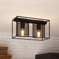EGLO Catterick ceiling lamp, black, two cage lampshades