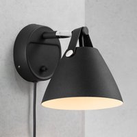 DFTP by Nordlux Strap wall light with leather strap, black