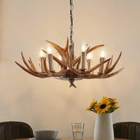 Lindby hänglampa Tejask, Ø 70 cm, 6 lampor, horn, E14