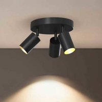 Calex GU10 downlight, black, Ø 20 cm, 3-bulb, metal