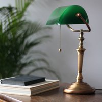 Steinhauer Skrivbordslampa Ancilla, glasskärm, brons/grön