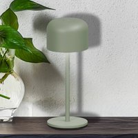FH Lighting Finley sage green LED rechargeable table lamp, height 22 cm, metal, IP54
