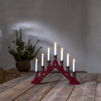 STAR TRADING Arc lumineux Sara, rouge, bois, 43 cm de large, à 7 lampes, E10
