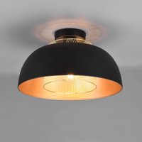 Reality Leuchten Punch ceiling light, black/gold, Ø 35 cm