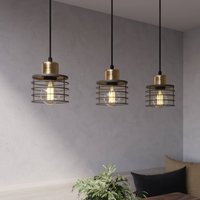 HELAM Edison hanging light in black/copper, 3-bulb, long