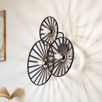 Lindby vägglampa Evandor, svart, bambu, 3-lampig, E27