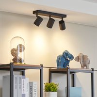 Lindby downlight Jorell, 35 cm, black, 3-bulb, metal