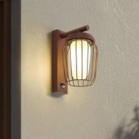 Lucande utomhusvägglampa Chandan, rost, sensor, IP44, E27