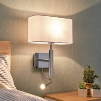 Lucande wall light Jettka, height 63 cm, reading arm, textile