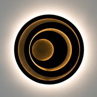 Holländer SOLVANE LED wall light, black and gold, Ø 80 cm, metal, dimmable