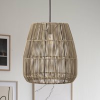PR Home Saigon pendant light, rattan look, grey, Ø 38 cm