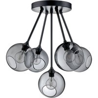 DESIGN BY US Plafonnier Ballroom Molecule, gris fumé, verre, à 5 lampes