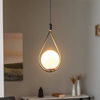 Opviq Pendant light Mudoni MR-937 1-bulb black/opal glass
