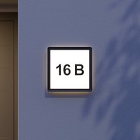 Prios Darui LED-utomhusvägglampa med husnummer