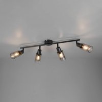 Reality Leuchten Mars spotlight, length 82 cm, matt black, 4-bulb, metal E14