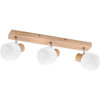 Lindby Deckenstrahler Darla, 3-flammig, weiß/holzfarben