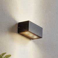 Lucande LED-utomhusvägglampa Selim, längd 15,3 cm, svart