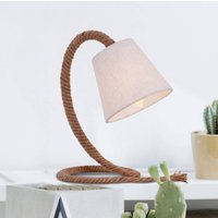 Näve Bordslampa Rope med textilskärm och naturrep