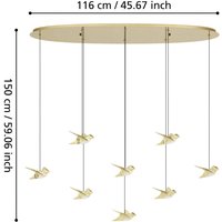 EGLO Stars of Light LED hanging light Paratebueno brass 8-bulb.