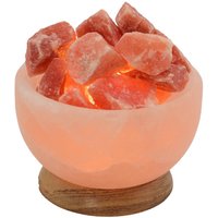 Wagner Life Saltkristallampa Skål rund, träsockel, bärnsten