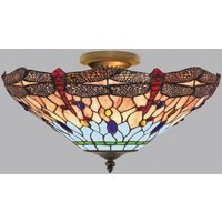 Searchlight Taklampa med slända i Tiffany-stil