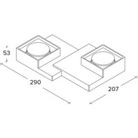 TECNICO by Sforzin Sibari taklampa, vit, gips, 29 cm lång, 2 lampor, GX53