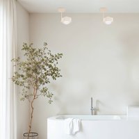 Loftlampe Mado, beige, 1 lyskilde, højde 21 cm, stål/glas