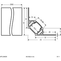 EVN APFL3 tile corner profile inside 200cmx4.3cm