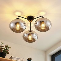 Lindby taklampa Navidia, Ø 67 cm, svart, rökt glas