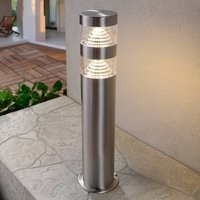 Lindby LED pedestal light Lanea, 40 cm, grey, stainless steel, IP44