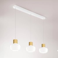 Fabas Luce LED pendant light cinema, 3-bulb, elongated, white, glass