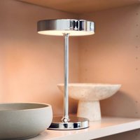 Dyberg Larsen Starlight LED rechargeable table lamp, chrome, metal
