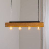 Luminex Miluza ceiling lamp, black/brown, length 76 cm, wood, 4-bulb