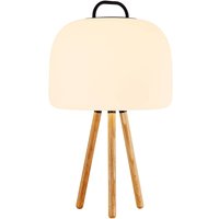 LED-Tischleuchte Kettle Tripod Holz, Schirm 36cm