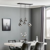 EMIBIG LIGHTING Hänglampa Glassy, 6 lampor, svart, grafit, glas, 75 cm