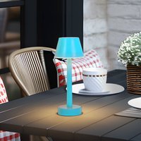 Lindby LED rechargeable lamp Gaja, blue, USB, IP44, RGBW, dimmable