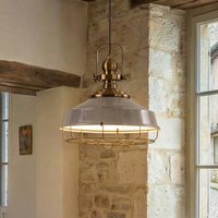 ROYALTECH Astel hänglampa, grå, Ø 41 cm, metall, detalj i antik mässing