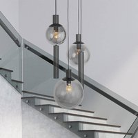 Steinhauer Pendant light Bollique, 5-bulb round, black, GU10 + E27
