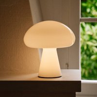 Gubi Obello LED rechargeable table lamp, pearl white, IP44, glass
